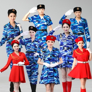 军旅现代迷彩舞蹈演出服装女装裙女兵表演服海军鼓服合唱服装