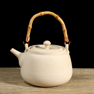 白泥陶壶烧水壶日式提梁壶耐热电陶炉炭炉蜡烛温茶器套装竹提煮茶
