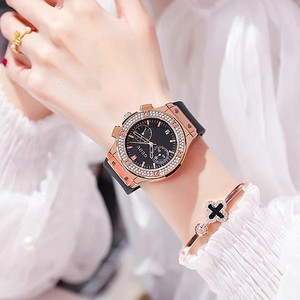 GUOU古欧时尚霸气黑色大表盘手表女硅胶表带女个性韩版女士手表