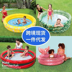 PVC充气儿童家用水池西瓜游泳池美人鱼泡泡球池菠萝水池树叶沙池