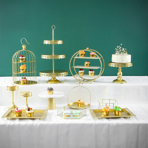 欧式婚礼甜品台摆件展示架装饰蛋糕托盘下午茶点心架冷餐茶歇摆台