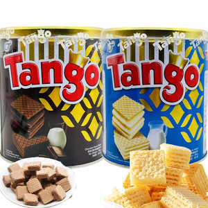印尼进口Tango探戈巧克力牛奶威化饼干罐装夹心休闲零食追剧