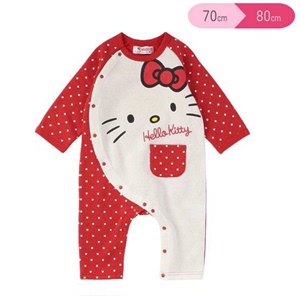 现货◎日本西松屋HelloKitty加绒秋冬婴儿连体衣哈衣外出服爬服