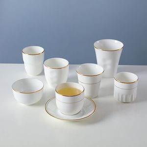 纯白金边陶瓷杯子环保杯喝水杯家用简约茶杯随手杯酒杯