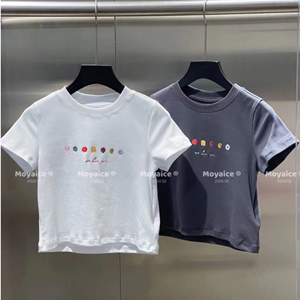 现货韩国设计师品牌童装2024夏款女童儿童中大童短款短袖T恤上衣