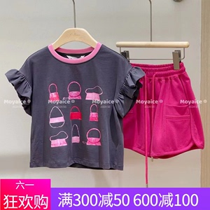 现货韩国设计师品牌童装2024女童夏装套装洋气运动儿童短袖两件套