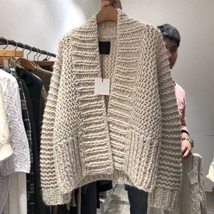 正品Sindel代购 2018秋冬新款女装宽松显瘦粗线毛衣针织开衫外套