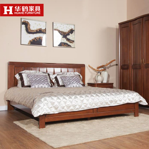 华鹤家具实木双人床现代中式卧室家具1.8米 玫瑰木83M双人床E-18G