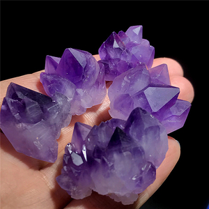 天然乌拉圭紫水晶花牙簇原矿小摆件家居装饰品矿石标本水晶毛料