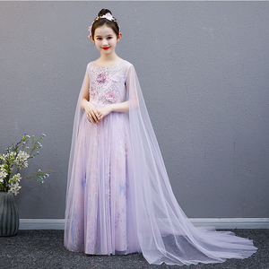 定制儿童长款优雅表演礼服2022新款仙紫色气质女童中国古筝演出服