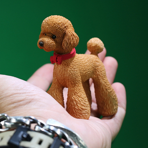 Mrz 仿真泰迪贵宾犬模型 宠物狗玩具动物装饰品迷你树脂摆件