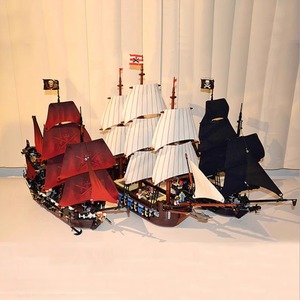 加勒比海盗船模型拼装积木帆船益智黑珍珠男孩女孩礼物安妮女王
