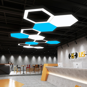办公室吊灯LED六边形蜂窝组合造型灯会议室前台六角灯工业风灯具