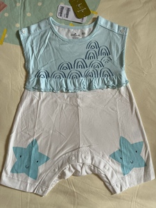 Hallmark贺曼夏季女婴儿宝宝新生儿假两件薄款纯棉短袖连体衣爬服
