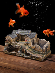 中式鱼缸摆件创意鱼虾躲避屋水族箱草缸造景装饰微景观古建筑模型