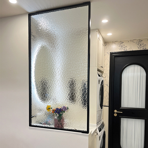 半墙卫生间超白水波纹油画艺术玻璃隔断屏风卫浴室洗手台干湿分离