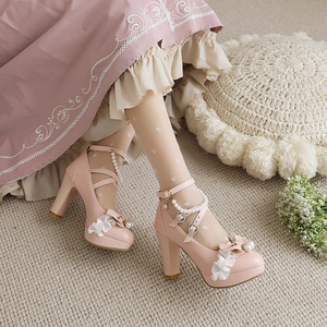 洛丽塔高跟鞋子女甜美可爱粗跟萝莉时尚公主学生lolita大码小码鞋