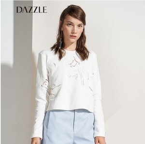 DAZZLE地素 过季 趣味镂空清新小上衣纯棉卫衣 2M1D523标牌价999