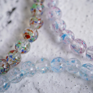 透明感水彩画风彩色点点圆珠玻璃琉璃珠串珠DIY材料本店定制