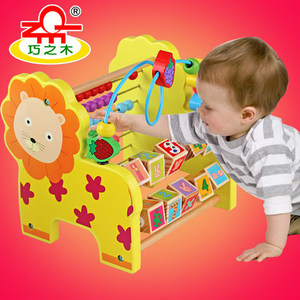 木制大号绕珠串珠益智早教音乐器玩具木手敲琴月宝宝0-1-2-3周岁