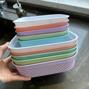 正方形密眼塑料厨房多功能配菜筐幼儿园玩具收纳盒洗米筛沥水篮子