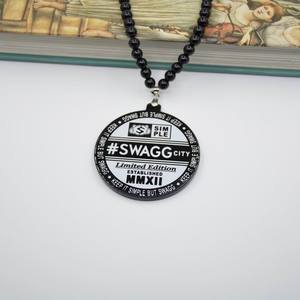 HipHop嘻哈潮牌滑板死飞经典SWAGG亚克力街舞吊坠项链