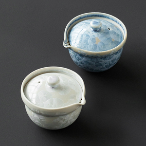 日本进口京烧清水烧花结晶釉泡茶盖碗单个高档陶瓷高端独特手抓壶