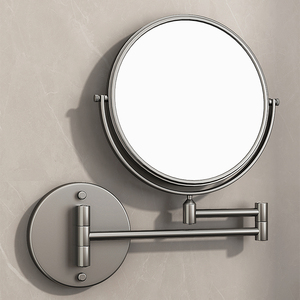 浴室可伸缩化妆镜壁挂卫生间免打孔折叠美容镜酒店放大镜子梳妆镜