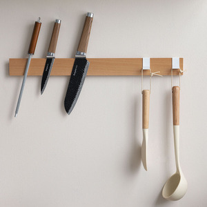 拾久集免打孔壁挂刀具架磁吸实木制质菜厨房置物强力北欧收纳简约