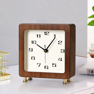 新中式实木座钟家用客厅茶几坐钟创意装饰小时钟简约静音石英钟表