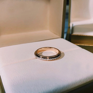 镶钻时来运转戒指女钛钢轻奢小众设计可转动食指环时尚个性ins潮