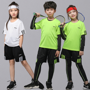 儿童羽毛球服套装女童乒乓球网球长袖速干春秋男童跑步运动训练服
