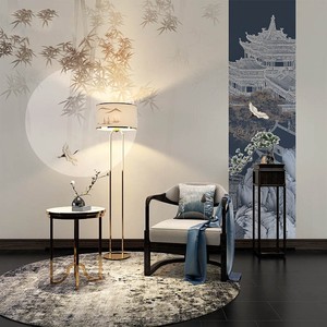 新中式竹叶电视背景墙壁纸简约国风素色墙纸墙布客厅床头定制壁画