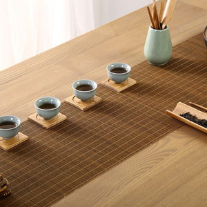 竹制茶席隔热防烫竹席桌旗双面桌垫禅意新中式茶垫可定制日式