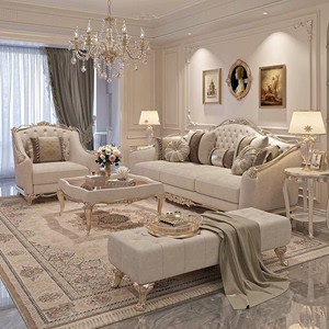 法式轻奢宫廷风布艺沙发实木雕花客厅新古典欧式高档别墅奢华家具