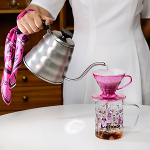 HARIO陆家嘴咖啡节联名手冲咖啡套装家用v60滤杯粉色咖啡壶MASADA