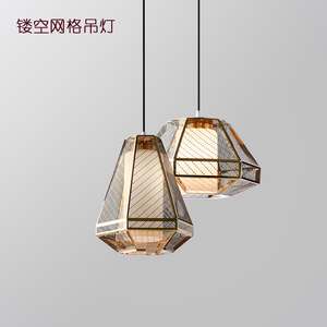 创意不锈钢镂空网格工程吊灯北欧设计师金色LED餐厅卧室组合灯具