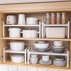 可伸缩厨房置物架台面橱柜隔板分层架碗碟调料收纳锅架桌面小架子
