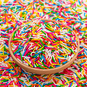 彩针巧克力彩糖针食用彩珠糖彩色摆件七彩生日蛋糕冰淇淋装饰500g