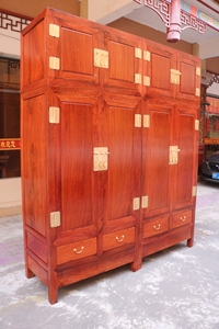 缅甸花梨木顶箱柜 缅花中式实木衣柜大果紫檀四门衣柜 红木家具