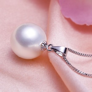 【亮丽珍珠】南洋母贝珍珠 贝珠吊坠项链 正圆 925银 简单大气