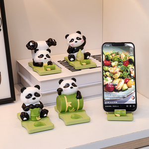 熊猫手机支架送女生礼物办公桌面卡通公仔装饰品摆件可爱平板支架
