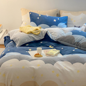 多8215511喜爱四套星空系儿童被床上用品兰绒三件件套床单套套法