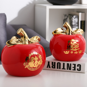 新中式红苹果存钱罐客厅创意储钱罐玄关电视柜家居装饰储蓄罐摆件
