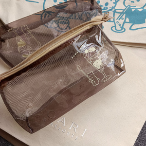 日式茶色小熊透明收纳包可爱化妆包便携手包防水旅行护肤洗漱小包
