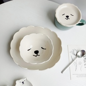 集瓷 日单casa 可爱绵羊陶瓷餐具套装 立体浮雕图案盘碗汤杯 包邮