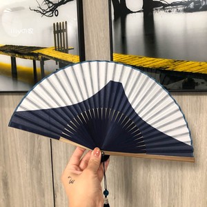 5.7寸日式和风日本富士山和服扇女士便携折叠日用真丝夏日竹扇子