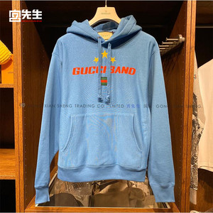 [宫先生奢品]Gucci 古驰 新款 蓝色连帽休闲卫衣男士560502XJB27