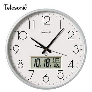 天王星电波钟万年历客厅家用静音时钟现代日历大尺寸会议室挂钟表