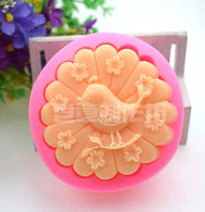 小鸟樱花DIY手工皂硅胶模具粘土滴胶模具蛋糕烘焙硅胶模具